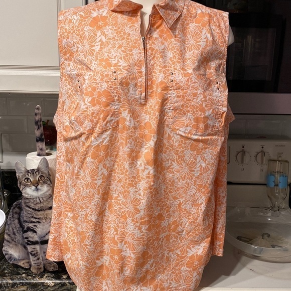 C womens Coral Bay casual orange sleeveless stretch plus size top 3X. EUC - Picture 1 of 5